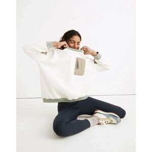 Madewell MWL Betterfleece Colorblock Crewneck Sweatshirt Ivory Women's Medium